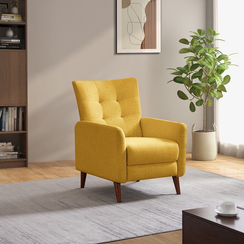 Aurora Comfy Manual Recliner with Wood Base - MUSTARD