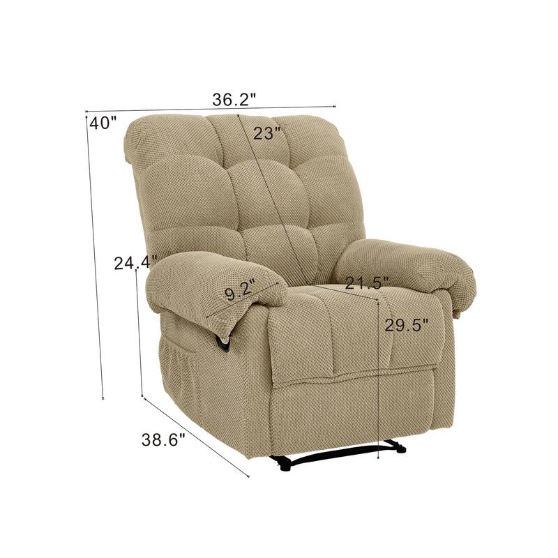 Recliner Chair, Overstuffed Armchair, Manual Recliner, Padded Footrest, Ergonomic Lounge Chair, Soft Fabric Recliner