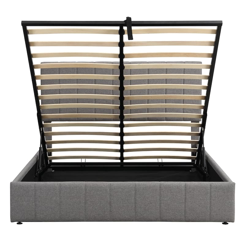 Upholstered Platform bed with a Hydraulic Storage System -