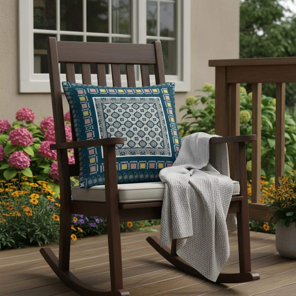 HomeRoots Set of Two 16" X 16" Beige and Blue Blown Seam Floral Indoor Outdoor Throw Pillow - 16.00' X '16.00' X '5.00