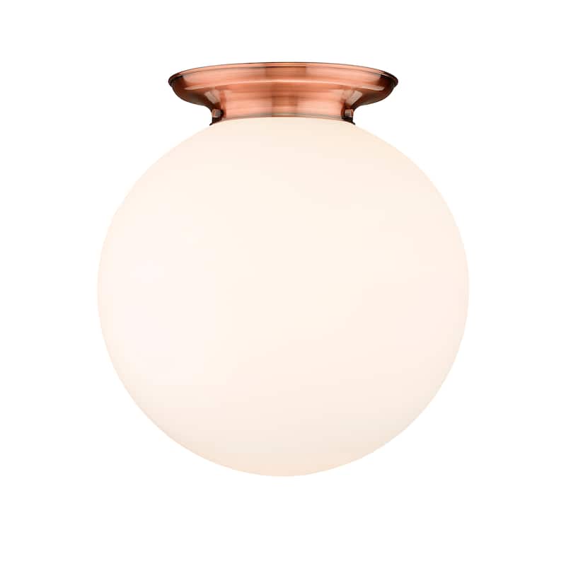 Innovations Lighting Beacon - 1 Light 18" Flush Mount - Antique Copper/Matte White