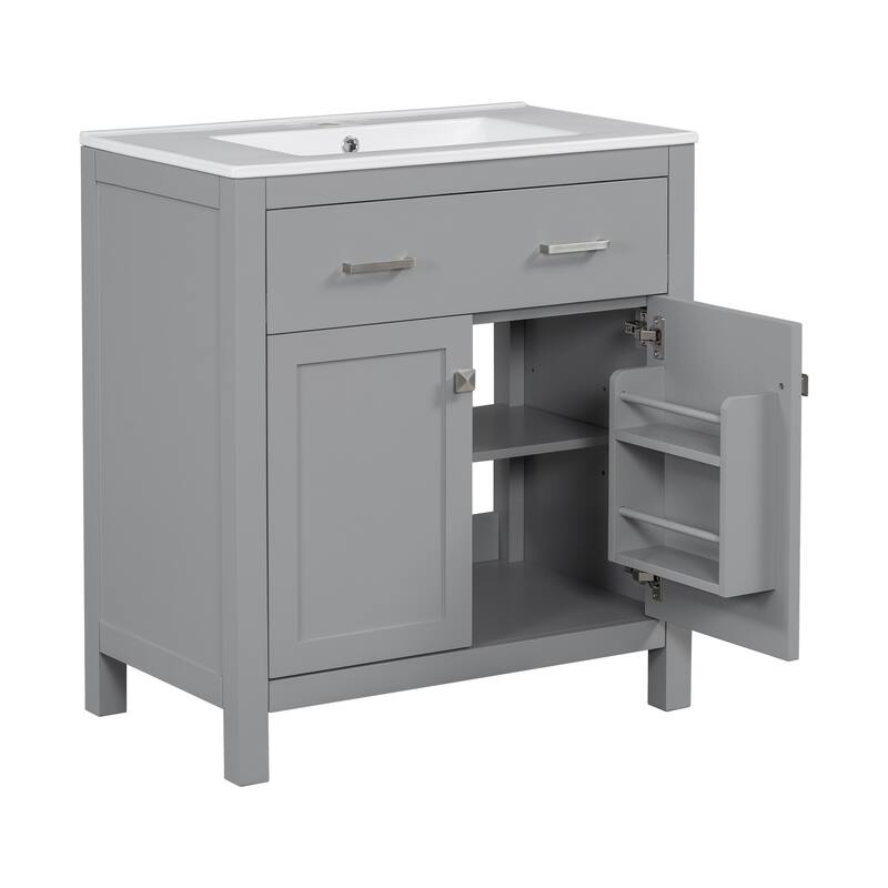 60" Modern Bathroom Vanity Set with Double Vanities (Separate), Double Ceramic Sinks