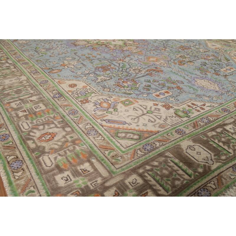 Traditional Tabriz Persian Area Rug Hand-Knotted Geometric Wool Carpet - 6'7"x 9'10"