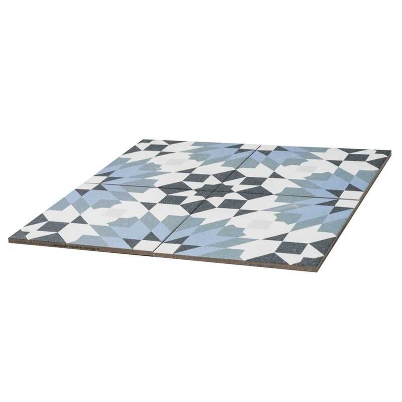 The Tile Life Garden Peony 8x8 Blue Porcelain Floor & Wall Tile