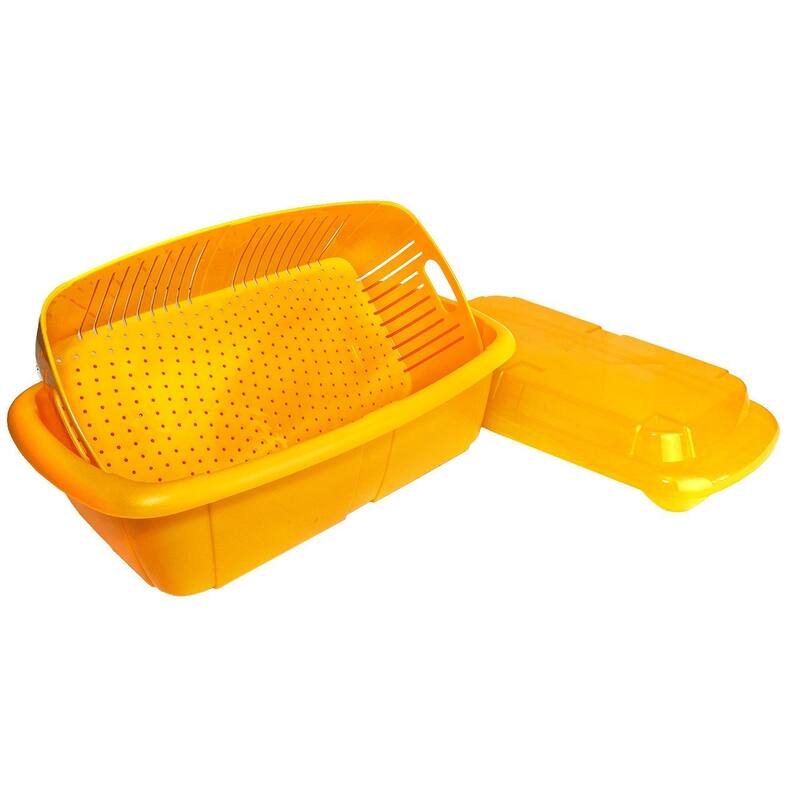Hutzler 3-in-1 Fruit Saver Basket, Colander and Container, 2 Quarts - Apricot