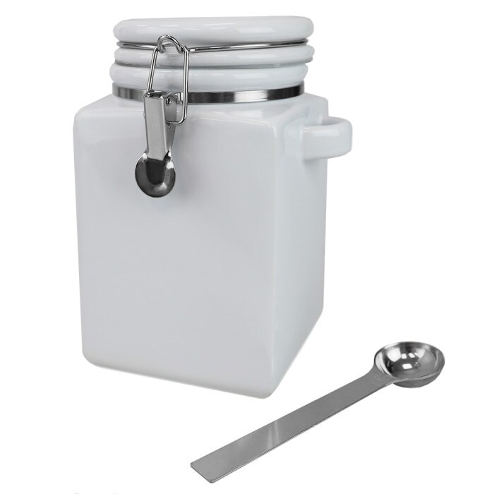 Creative Home 50280 Set of 4-Pieces White Stainless Steel Canister Storage Container with Air Tight Lid and Locking Clamp