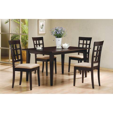 Henin Cappuccino and Beige 5-piece Dining Set with Lattice Back Chairs