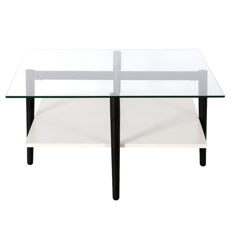 Otto 32" Wide Square Coffee Table with White Lacquer Shelf