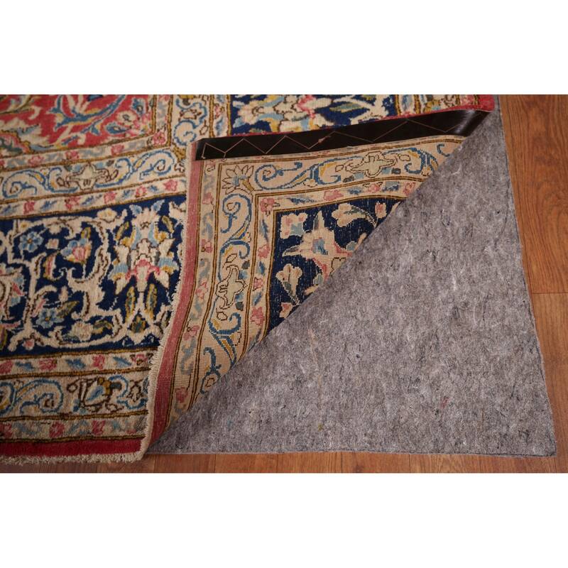 Vegetable Dye Kerman Large Vintage Persian Rug Handmade Wool Carpet - 9'9" x 13'9"