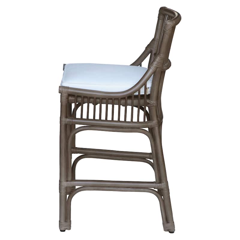 Emily Rattan Counter Stool with Cotton Cushion by East at Main