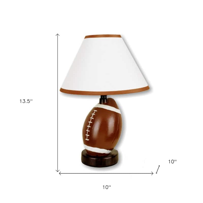 HomeRoots 14" Brown Ceramic Novelty Bedside Lamp With Brown And White Empire Shade - Small