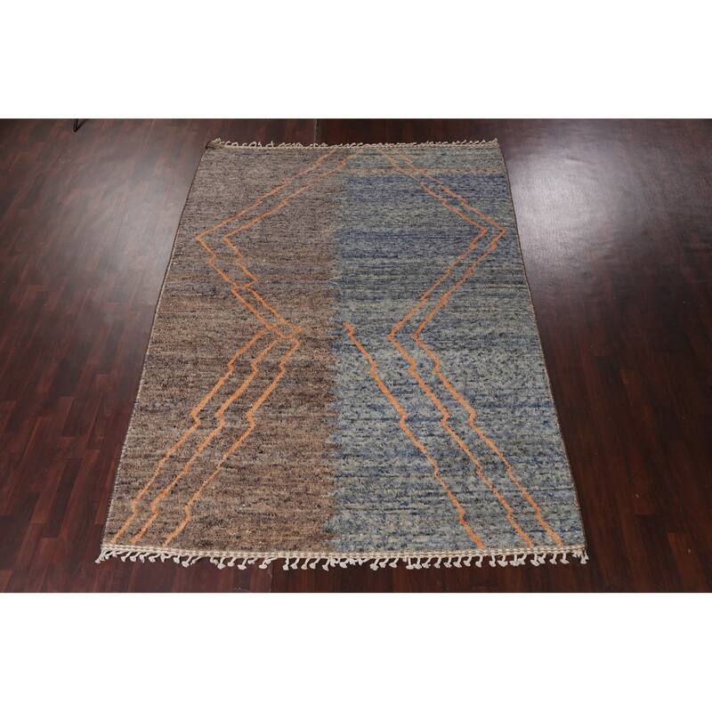 Contemporary Abstract Moroccan Oriental Area Rug Handmade Wool Carpet - 8'0" x 11'0"