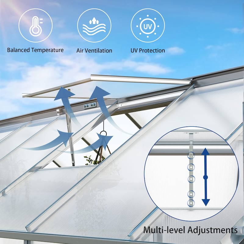 Moasis Polycarbonate Walk-in Hobby Garden Greenhouse with Aluminum Frame