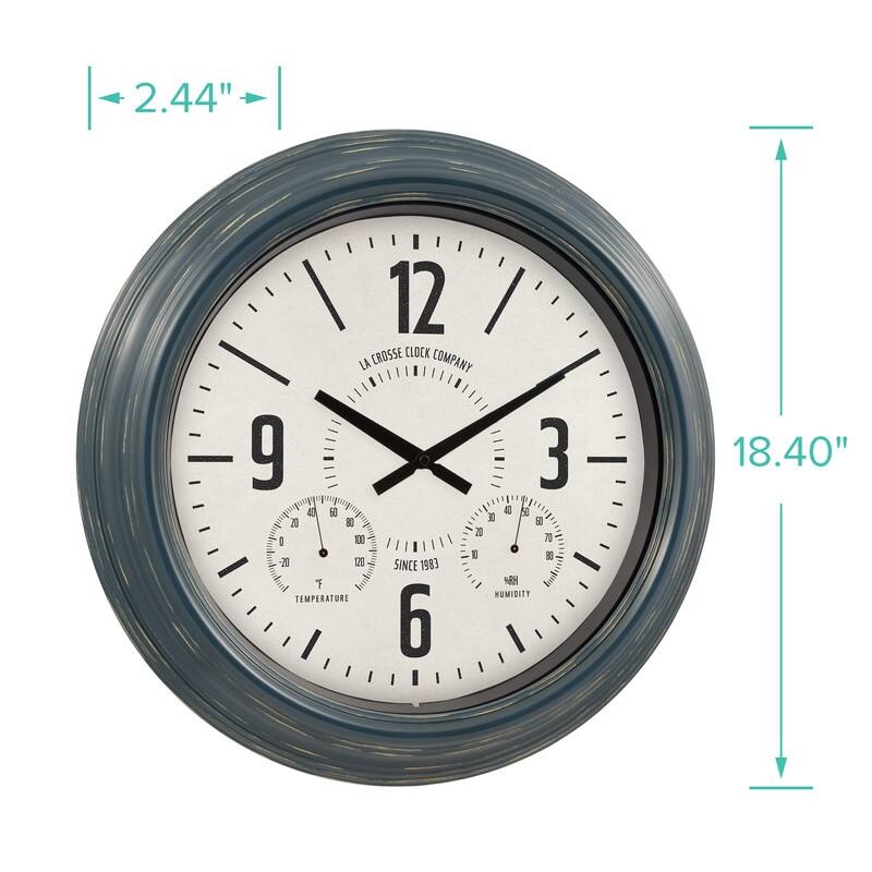 La Crosse Clock 433-3838 18.40" Hamilton In/Outdoor Metal Quartz Clock