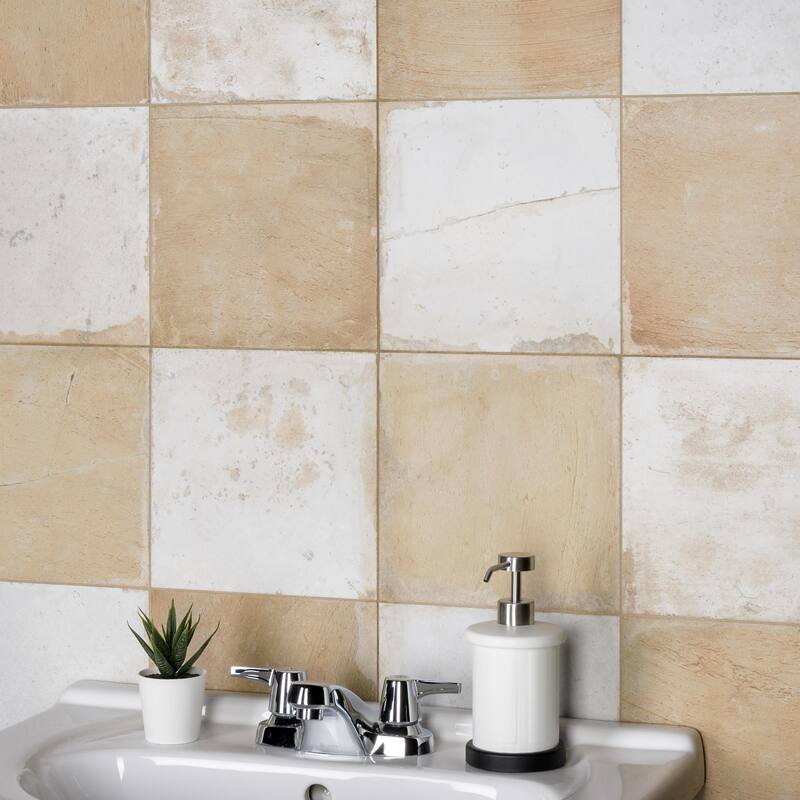 Merola Tile Kings Clay Checker Sand 17-5/8" x 17-5/8" Ceramic Floor and Wall Tile