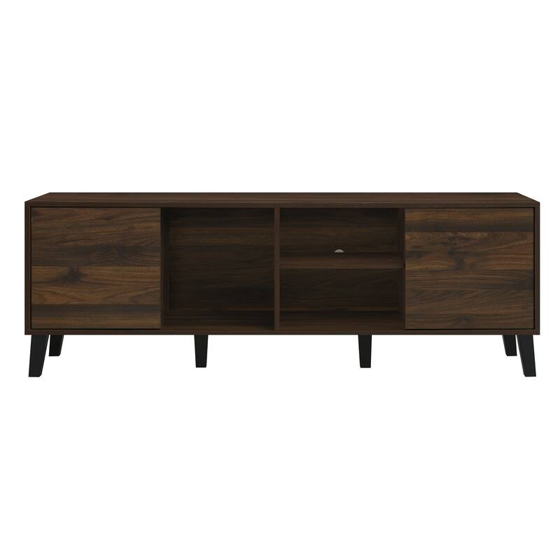 Mid Century TV Stand with 2 Cabinets, Media Console Table for TVs up to 70", Entertainment Center with Storage for Living room