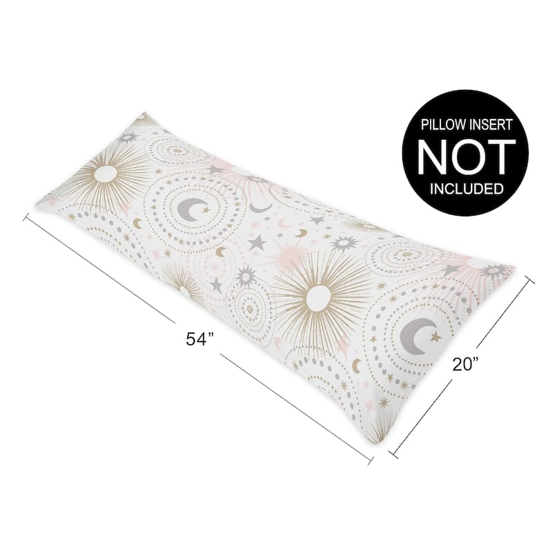 Sweet Jojo Designs Blush Pink, Gold, and Grey Star and Moon Celestial Collection Body Pillow Case (Pillow Not Included)