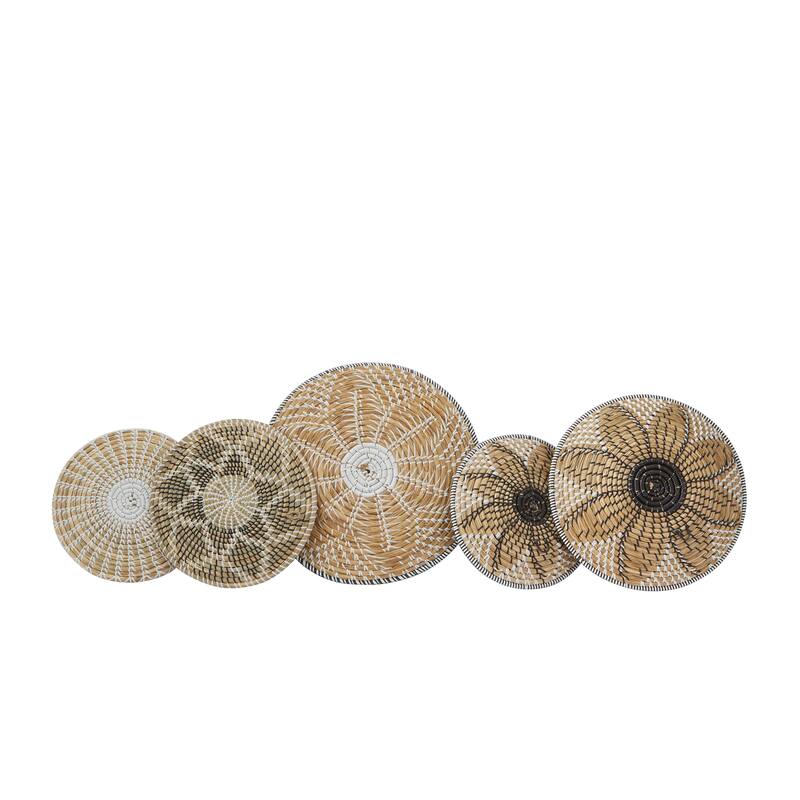 Seagrass Plate Handmade Basket Wall Decor - Set of 5 Brown - Roche River Decor