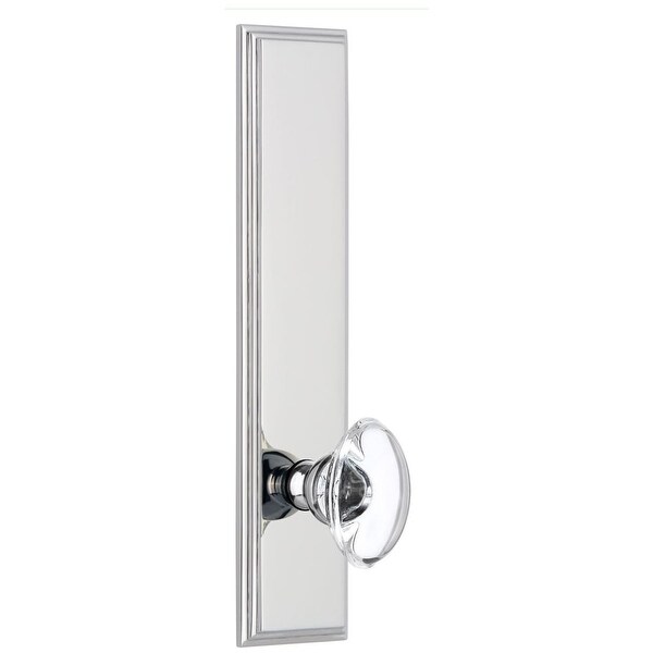 Grandeur CARPRO_TP_PSG_234 Carre Solid Brass Tall Plate Rose Passage Door Knob Set with Provence Crystal Knob and 2-3/4"