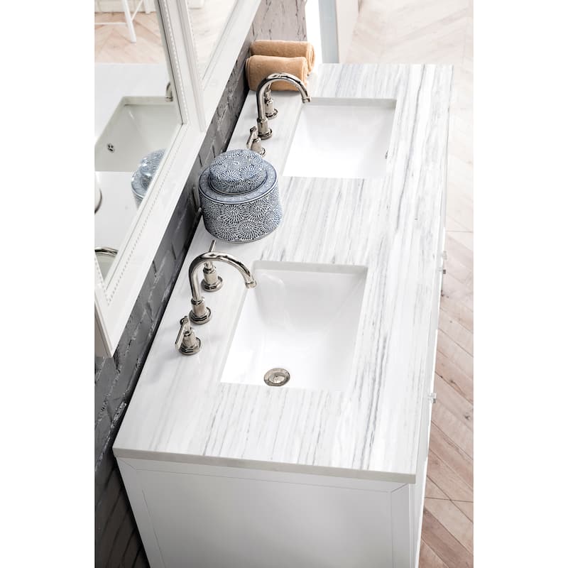James Martin Vanities Athens 60" Double Vanity Cabinet, Glossy White