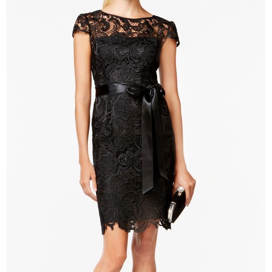 adrianna papell lace overlay sheath dress