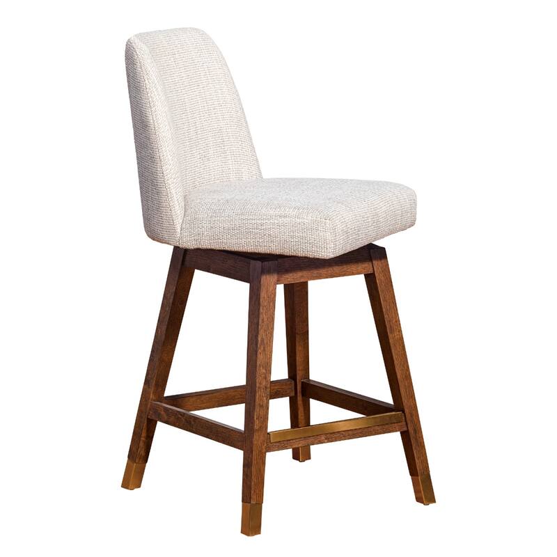 Full Back Swivel Counter Height Bar Stool with Armrest and Foam Cushion Seat Wood Frame for Kitchen