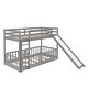 preview thumbnail 38 of 47, Twin Over Twin Bunk Bed with Low Slide and Built-in Ladder, White