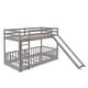 preview thumbnail 14 of 25, Twin over Twin Wood Bunk Bed with Convertible Ladder and Slide