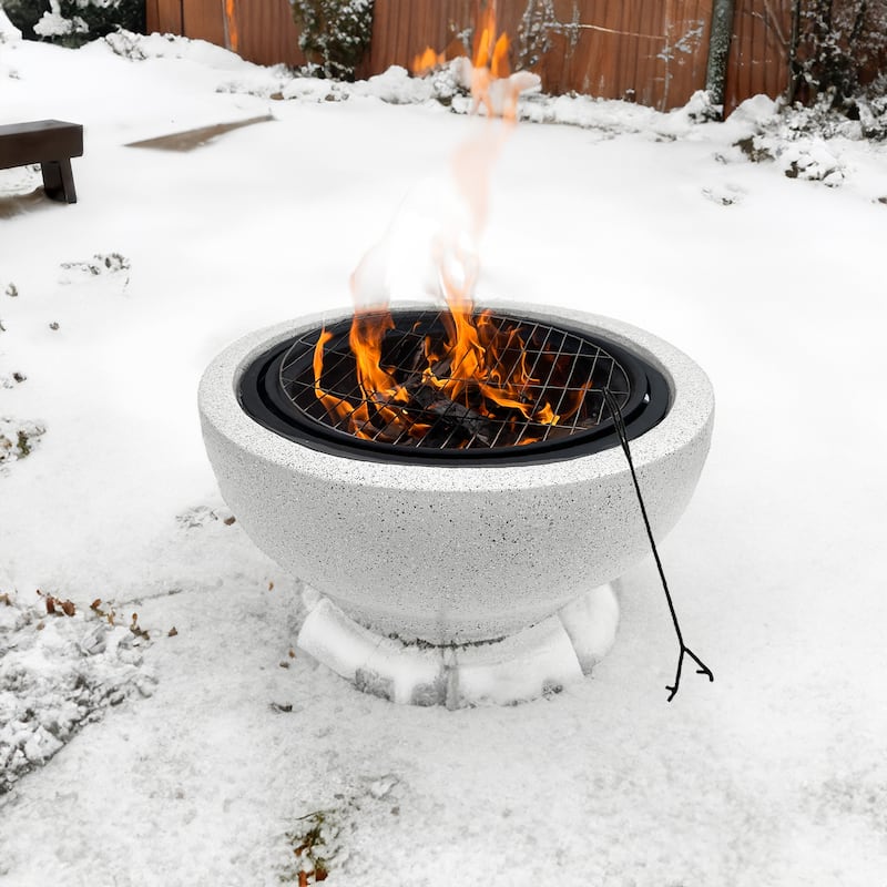 Teamson Home Outdoor 23.62" Wood Burning Fire Pit - Grey