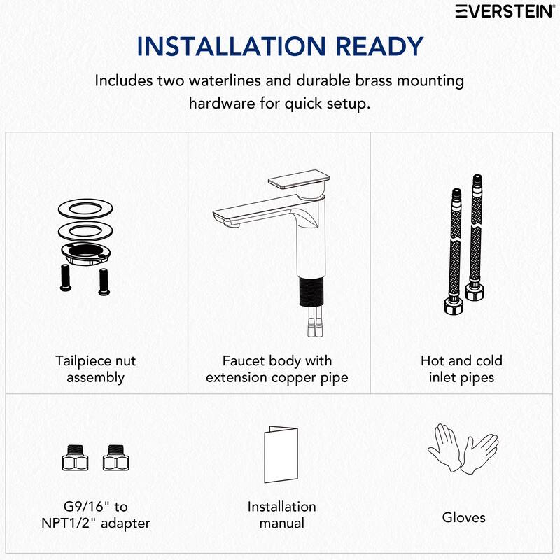 Single Hole Bathroom Faucet with Drain Assembly, Single Handle Bathroom Sink Faucet