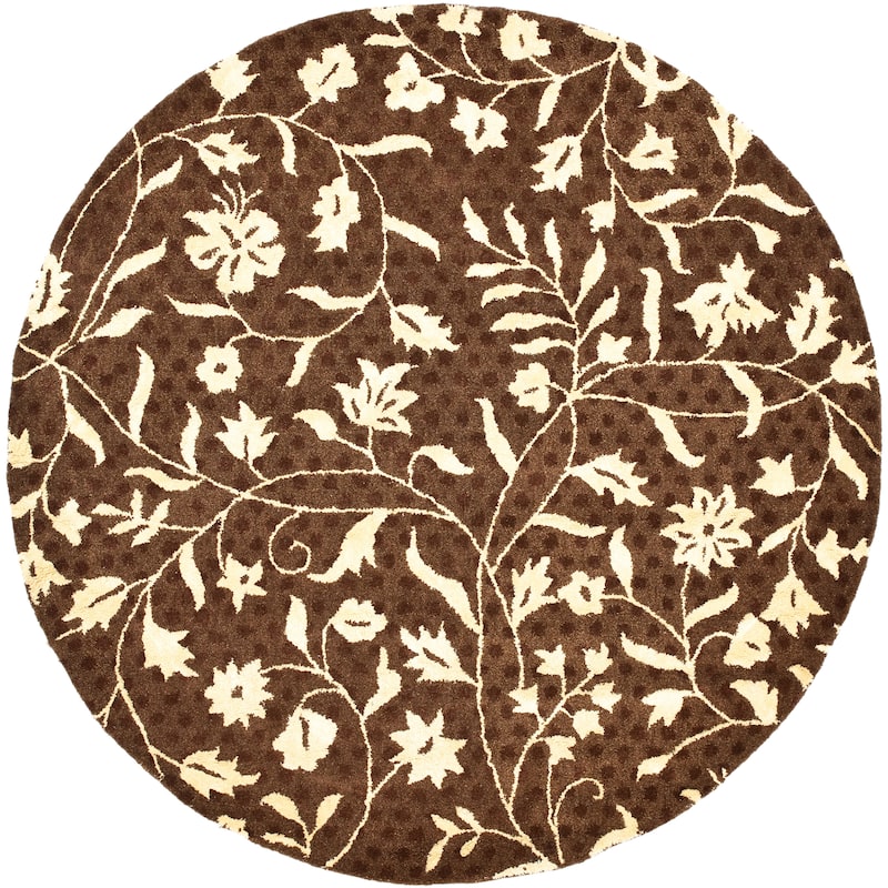 SAFAVIEH Handmade Soho Ashanti N.Z. Wool Rug - 6' Round - Brown/Ivory