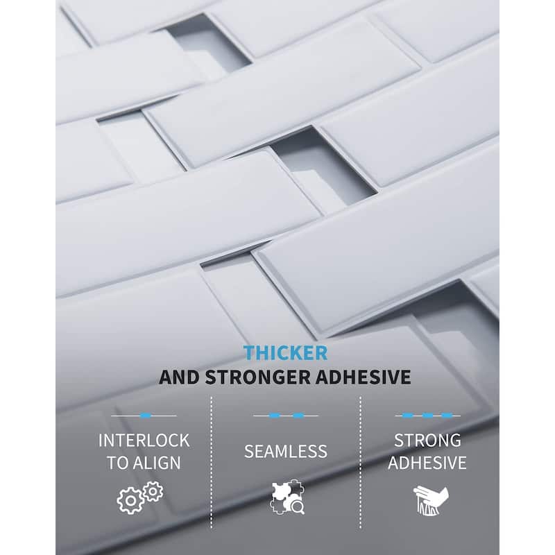 Art3d Subway Tiles Peel and Stick Backsplash, Stick on Tiles Kitchen Backsplash (10 Tiles, Thicker Version)