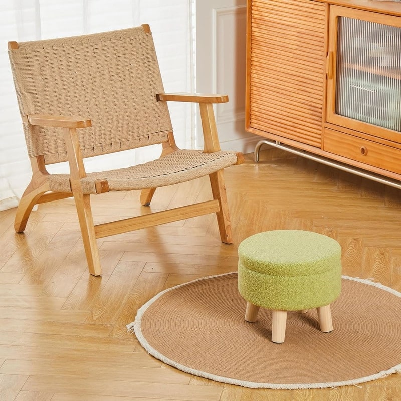 Storage Ottoman Modern Round Footrest