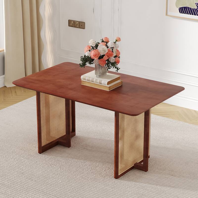 59" Country Wooden Coffee Table with Rectangular Top for Dining Room, Living Room, Office - Walnut