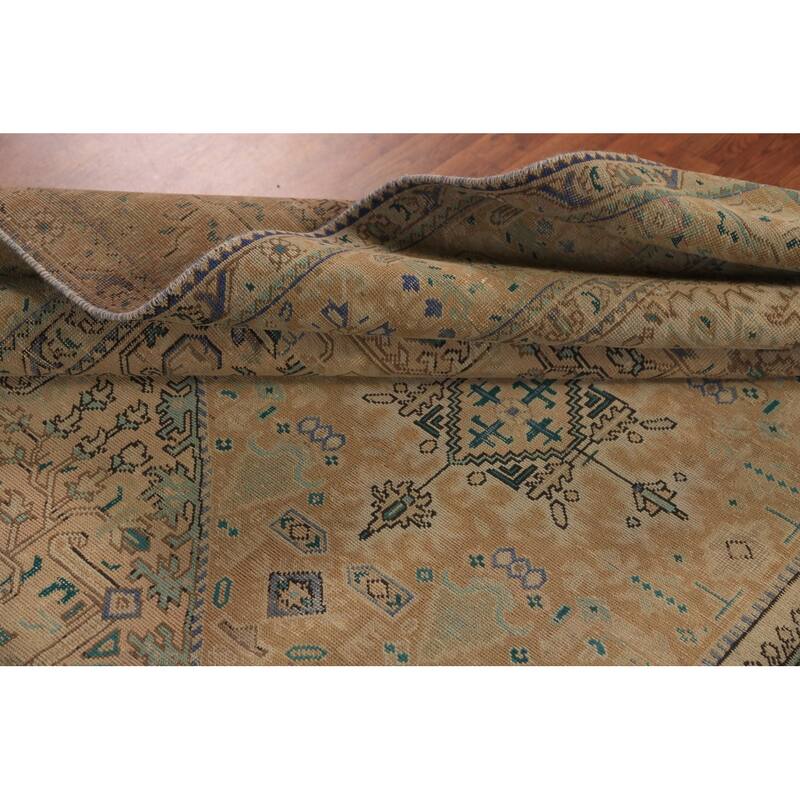 Geometric Pink Tabriz Persian Area Rug Oriental Handmade Wool Carpet - 8'0"x 10'9"
