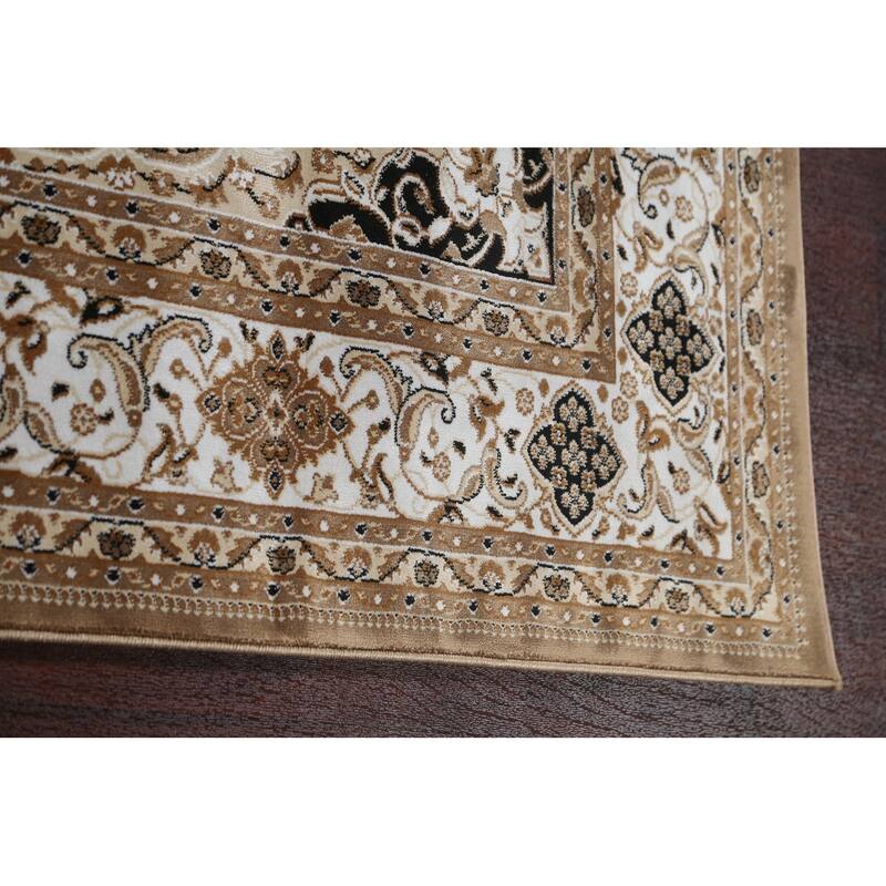 Traditional Brown Floral Oriental Tabriz Area Rug Turkish Carpet