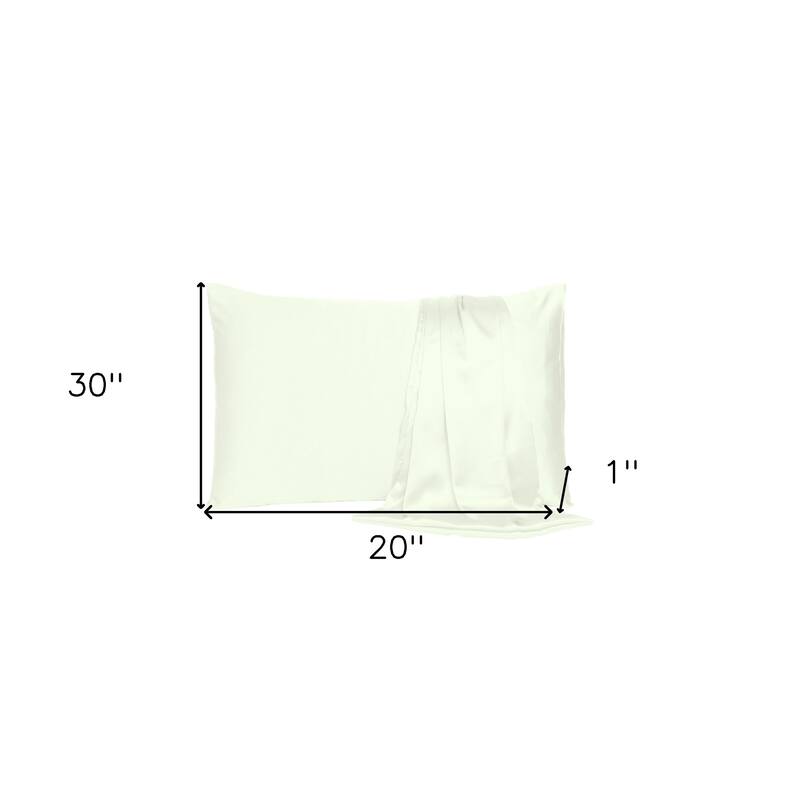 HomeRoots Ivory Dreamy Set Of 2 Silky Satin Queen Pillowcases
