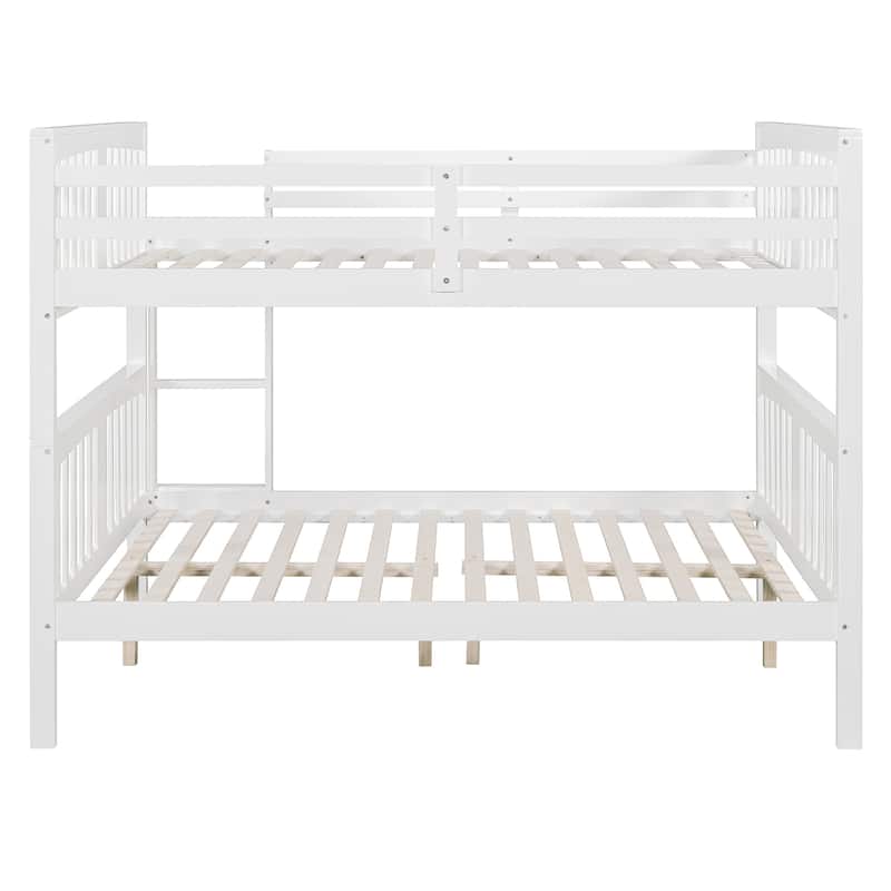 Solid Pinewood Full Size Detachable Bunk Bed Frame, Full over Full Bunk Bed with Ladder, Divided Into 2 Individual Beds