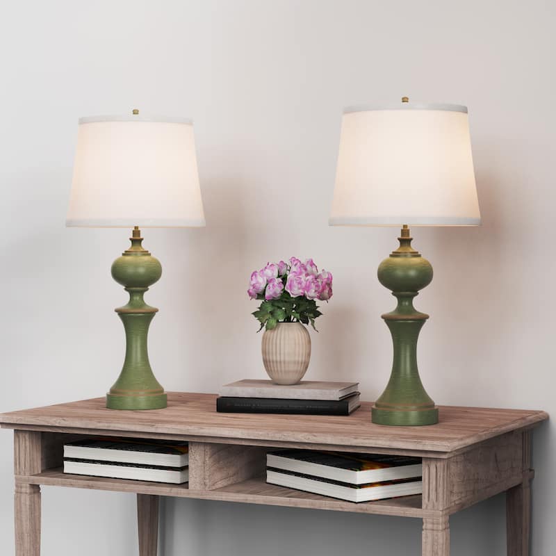 Retro Green Nightstand Lamp Table Lamps Set of 2 - Green 2Pack