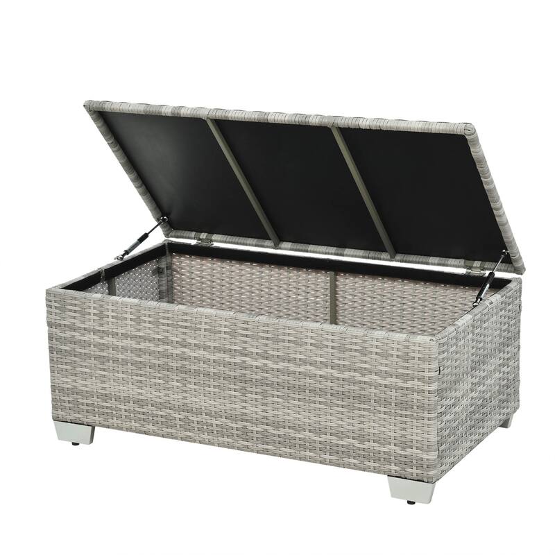 10 Piece PE Rattan Patio Furniture Set Outdoor Patio Furniture Set With Cushions & Tempered Glass Coffee Table