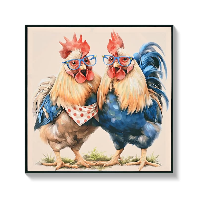 Farmhouse Rooster Wall Art, Rustic Chicken Pictures Wall Decor, Country Farm Coop Canvas Prints Painting, Framed Artwork