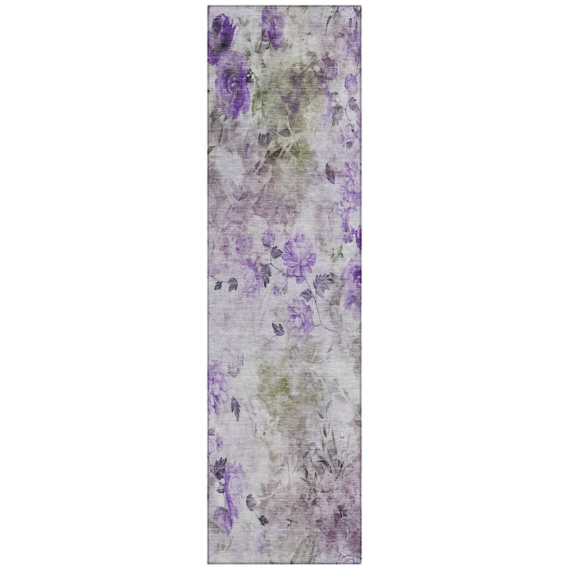 Machine Washable Indoor/ Outdoor Chantille Vanishing Floral Rug