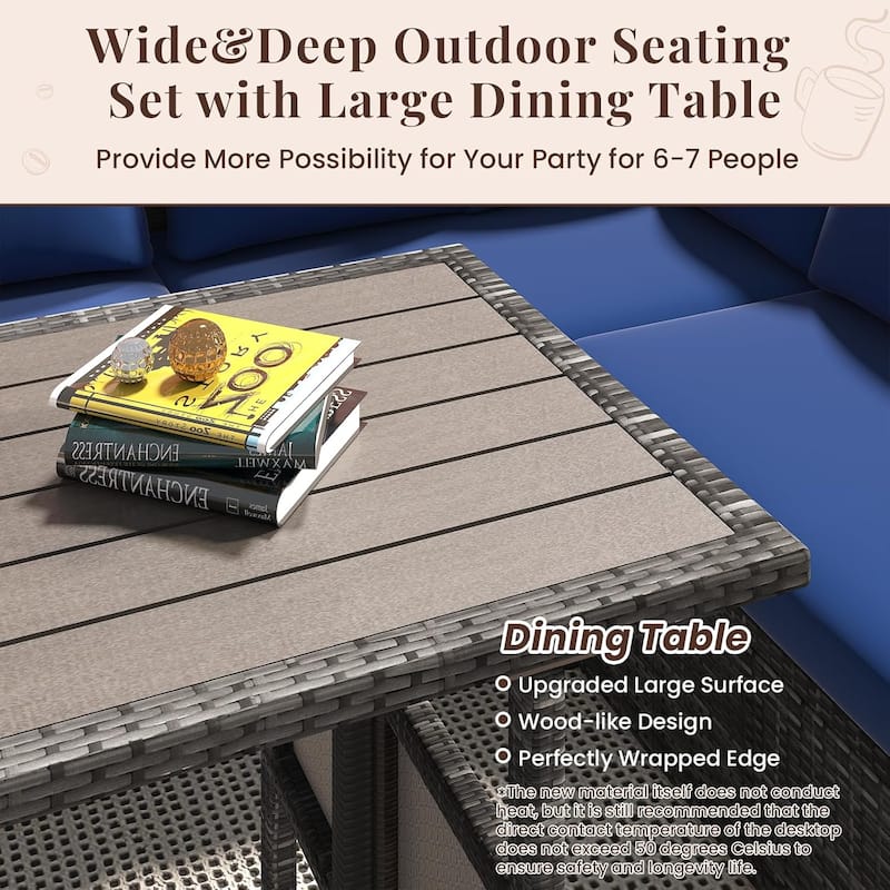 AECOJOY 7 Pieces Patio Furniture Set Outdoor Sectional Sofa Rattan Conversation Set