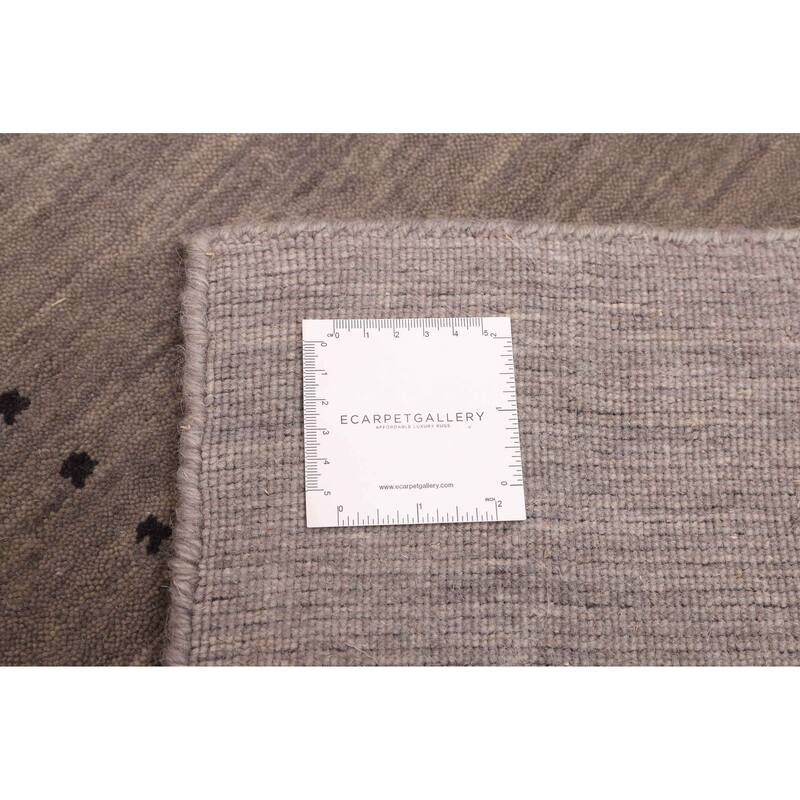 ECARPETGALLERY Hand Loomed Indo Gabbeh Grey Wool Rug - 5'0 x 7'11