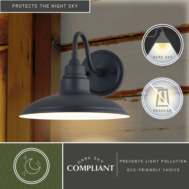 Tucson 1 Light Integrated LED Black and White Farmhouse Outdoor Wall Lantern Metal Shade