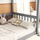 preview thumbnail 4 of 6, Twin Size Canopy Frame Floor Bed with Fence, Guardrails,Grey