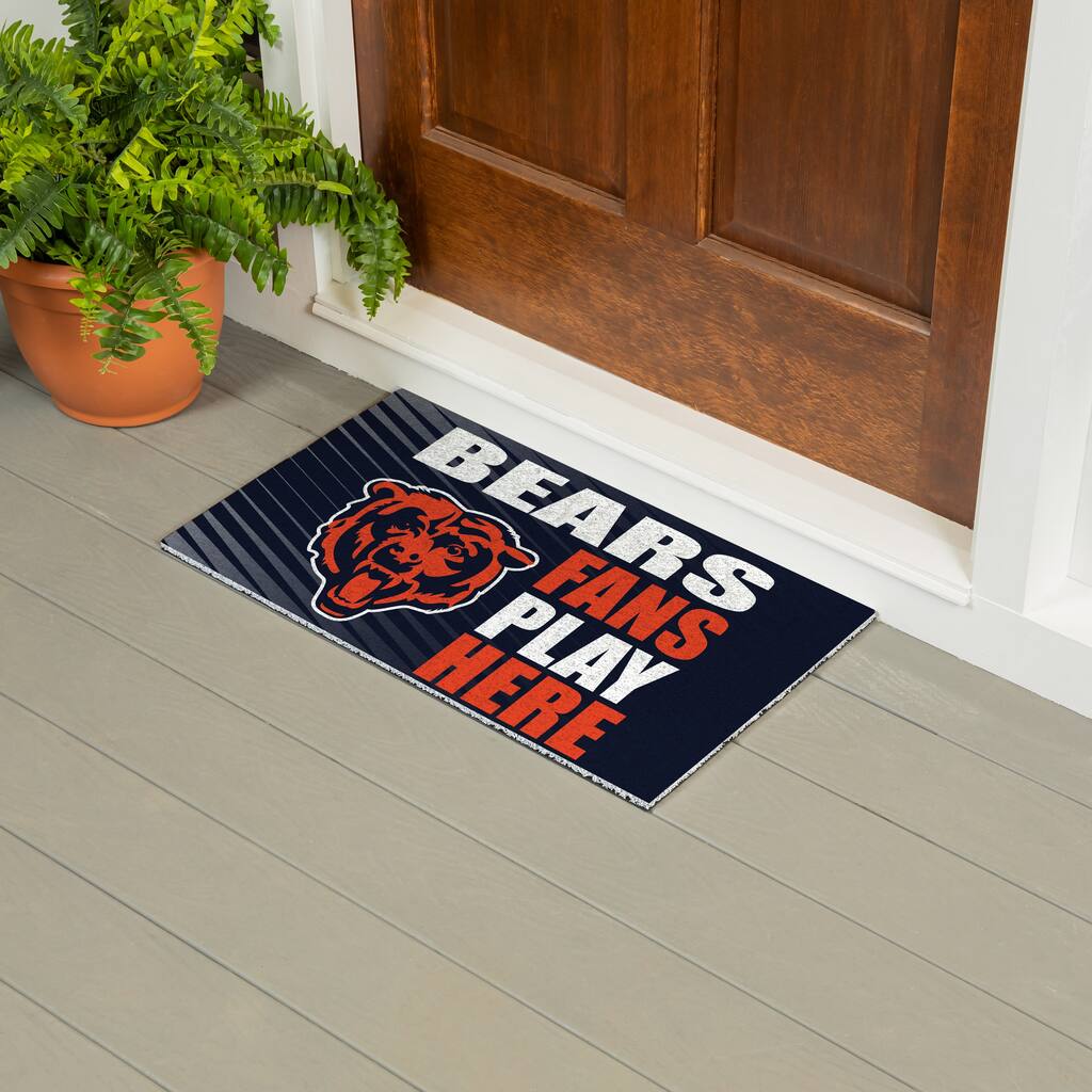 28 in. x 16 in. Chicago Bears "Fans Play Here" PVC Door Mat