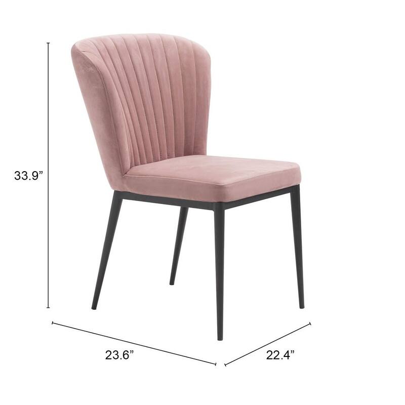 HomeRoots Set of Two Tufted Pink and Black Upholstered Velvet Wing Back Dining Side Chairs - 22.4