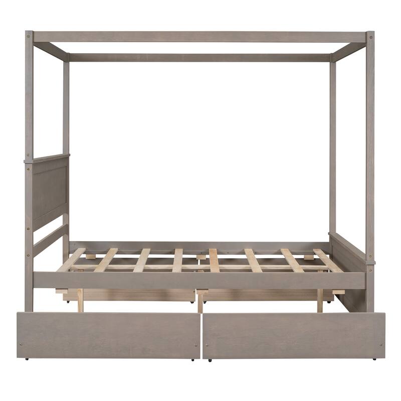 Full Canopy Platform Bed with Storage Drawers