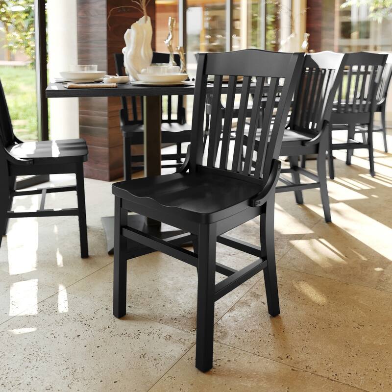 School House Back Wooden Restaurant Dining Chair - 18.5"W x 21.5"D x 35"H